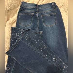 Bedazzled dark wash boot cut jeans